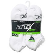 Wholesale - 15pk REFLEX WHITE MEN CUSHION LOW-CUT SOCKS SIZE 10-13, UPC: 194587535304